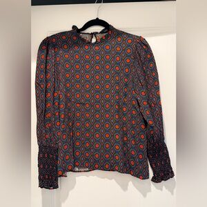 Zara Blue and Orange Hexagon Blouse